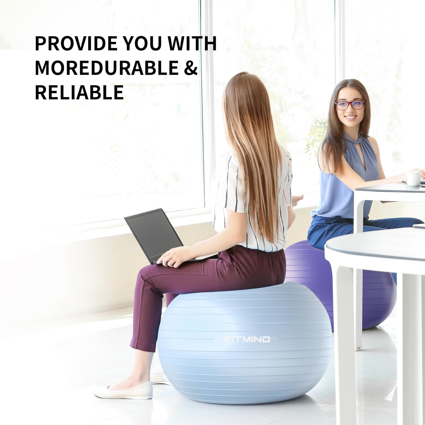 FITMIND_ Extra Thick Exercise Ball Yoga Ball 22in/26in/30in for Workout Pregnancy Stability,Anti-Burst and Slip Resistant Swiss Ball with Pump for Yoga, Pilates, Fitness,Birthing,Physical Therapy