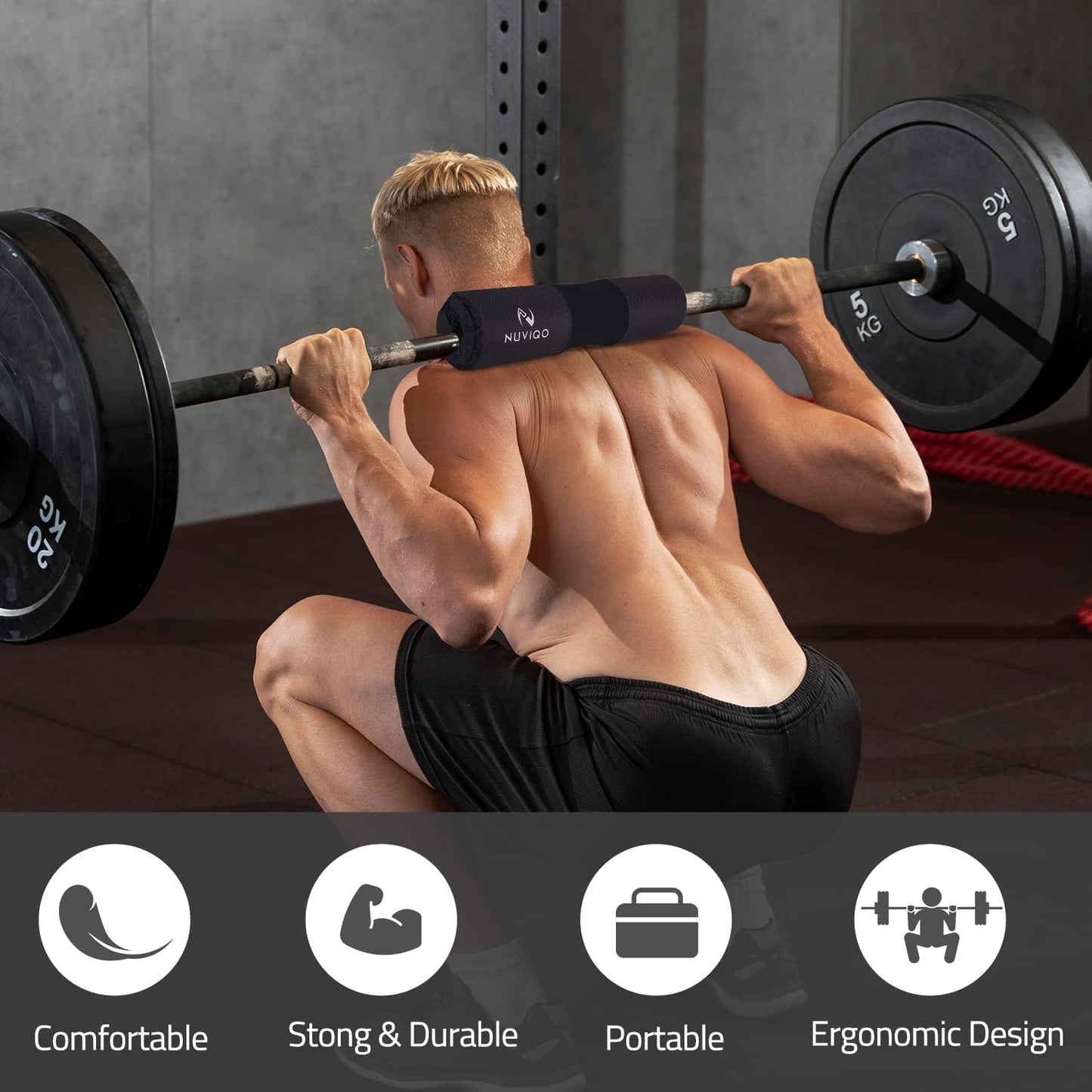 Barbell Pad & 2 Ankle Straps for Cable Machine - Gym Accessories for Women and Men - Perfect for Cable Kickbacks, Leg Extensions, Hip Thrusts & Squats - Workout Attachments for Home and Gym - Includes a Carry Bag