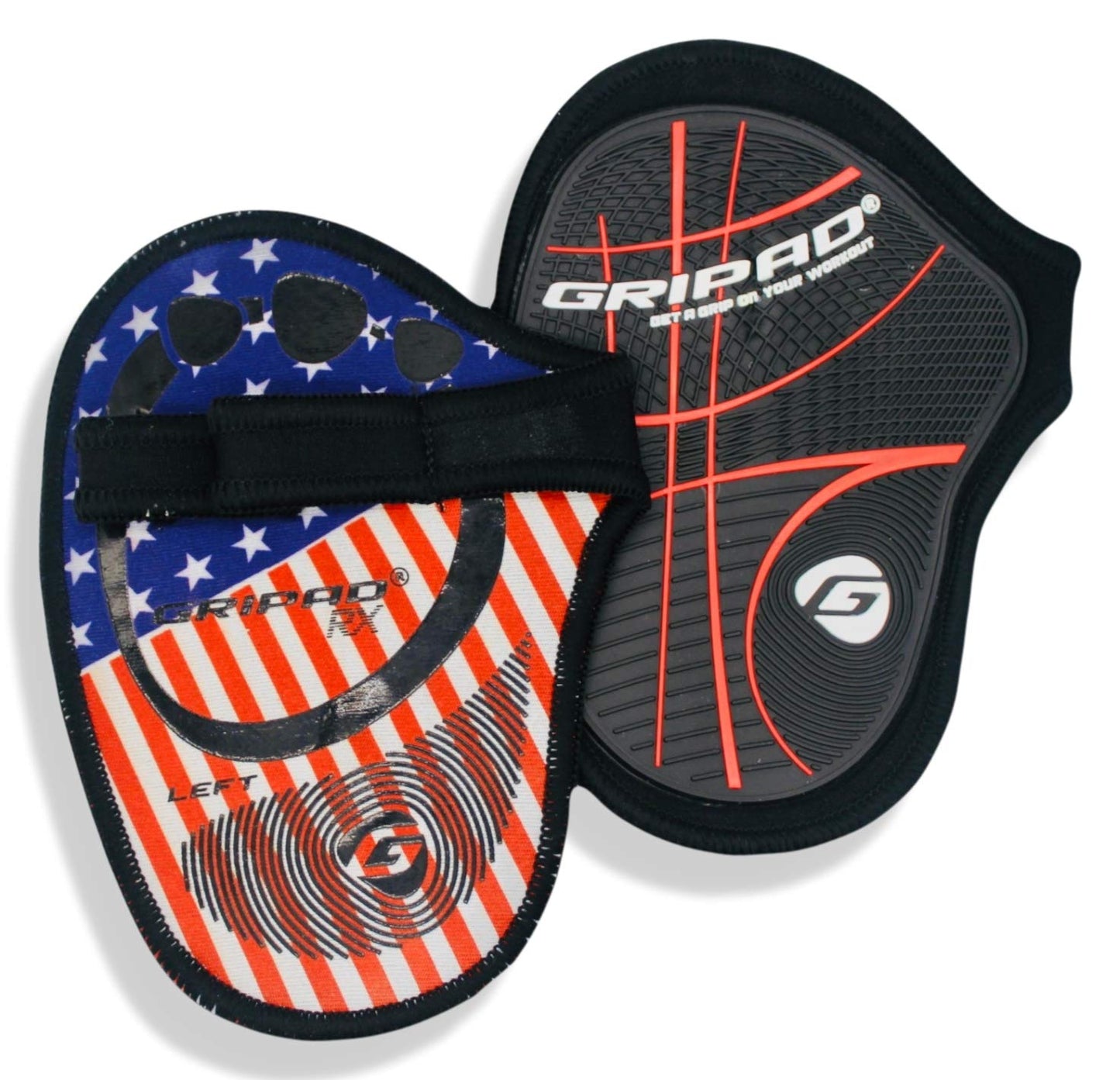 Gripad RX Lifting Grips | The Most Durable Grip Pads Yet | The Alternative to Weight Lifting Gloves, Gym Workouts, WOD, Weightlifting | Neoprene Hand Grips | Flexible Rubber Palm (American Flag)