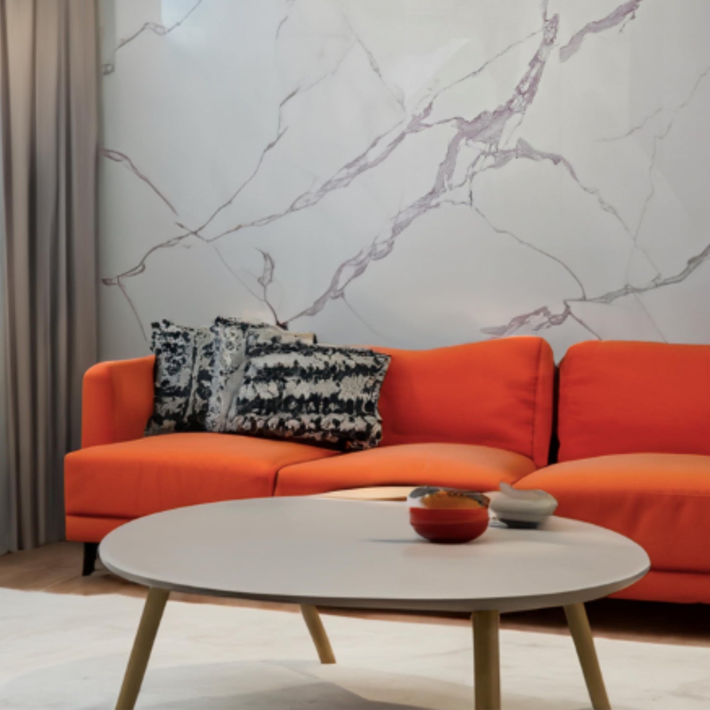 Dundee Deco Faux Marble Wall Panels - 2 ft X 4 ft - Glossy, Waterproof Indoor Wall Cladding - White, Grey Veins - Set of 4 - Covers 31 sq ft