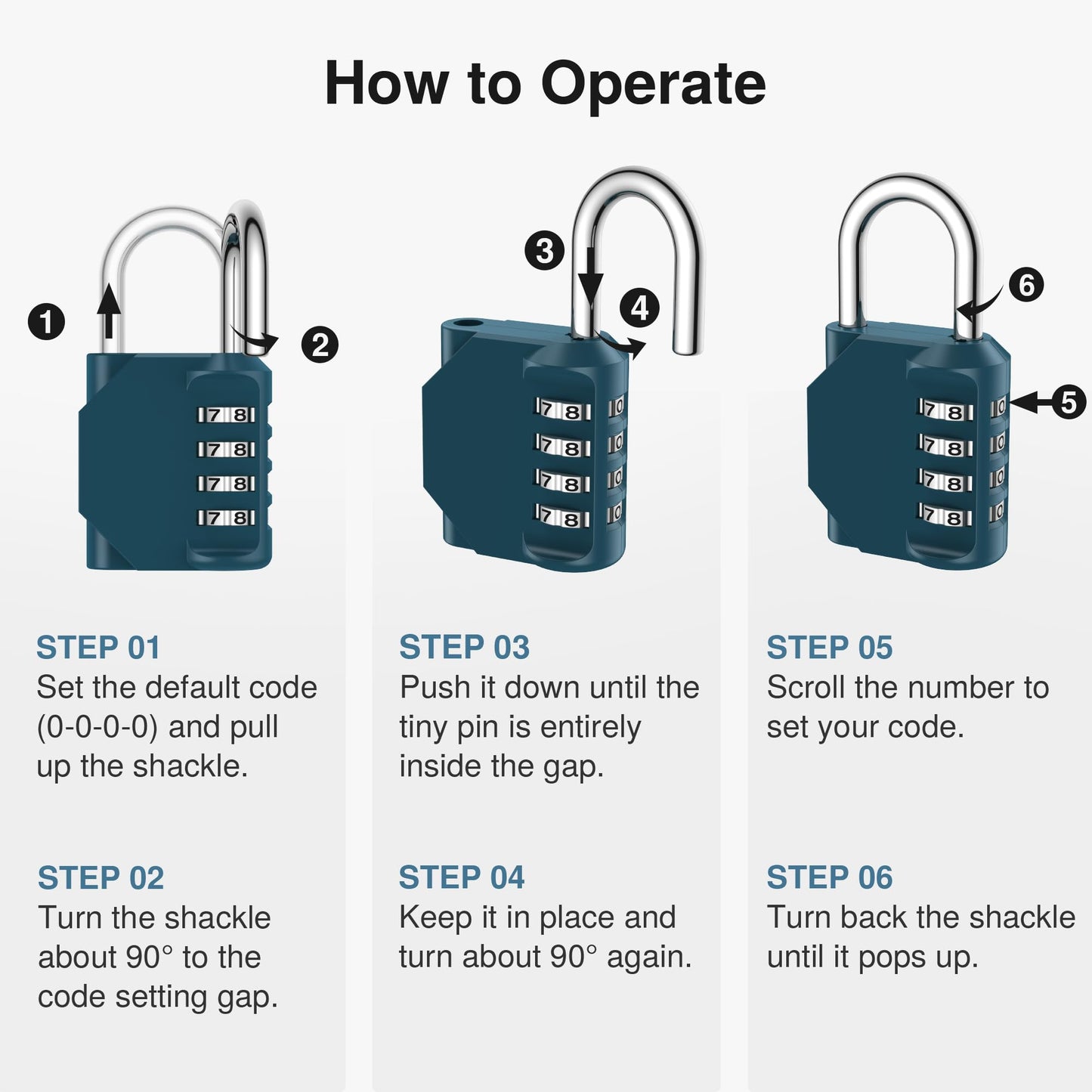 Puroma Combination Lock 4 Digit Waterproof Locker Locks Secure Outdoor Padlock for Gym Lockers, Toolboxes, Gates, Fences, Storage, Sports Locker, Cabinets (Basic Blue Peacock)
