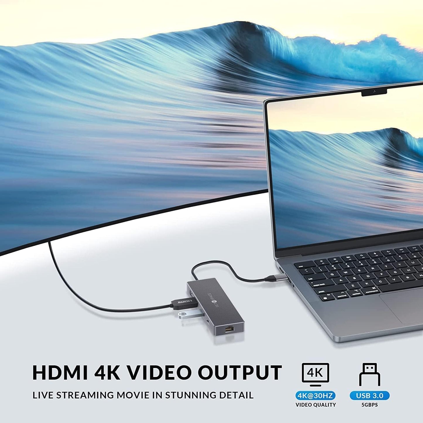 SETMSPACE 10 1 1000M, 100W, 3.0, 4 7.87in USB C Docking Station, Laptop Docking Station in with Ethernet USB C Hub
