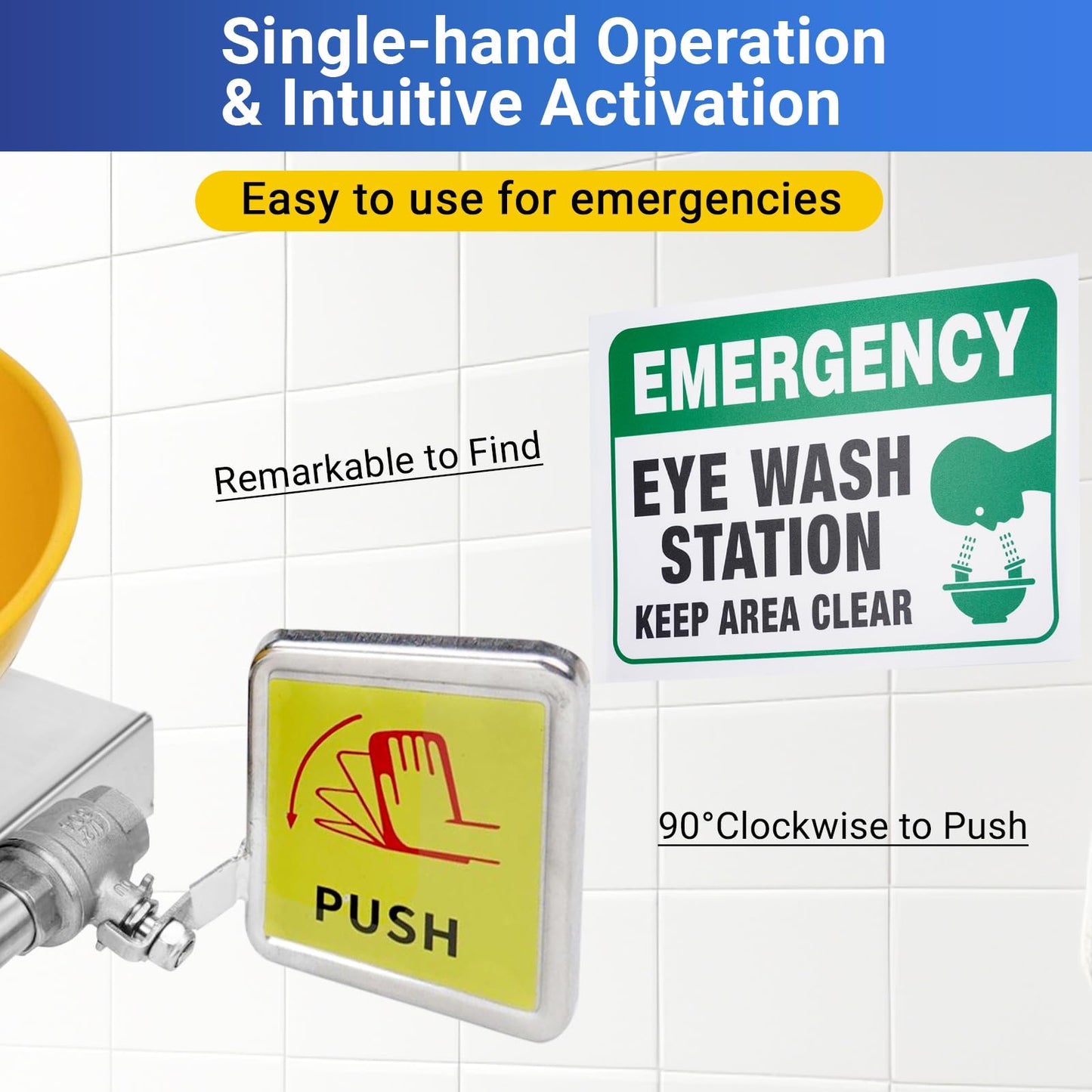 2 Pack Emergency Eye Wash Station, Wall Mounted ABS Coated 304 Stainless Steel - OSHA Compliant Face Washing Units - Hands Free Aerated Spray for Multi-Zone Lab & Industrial Safety