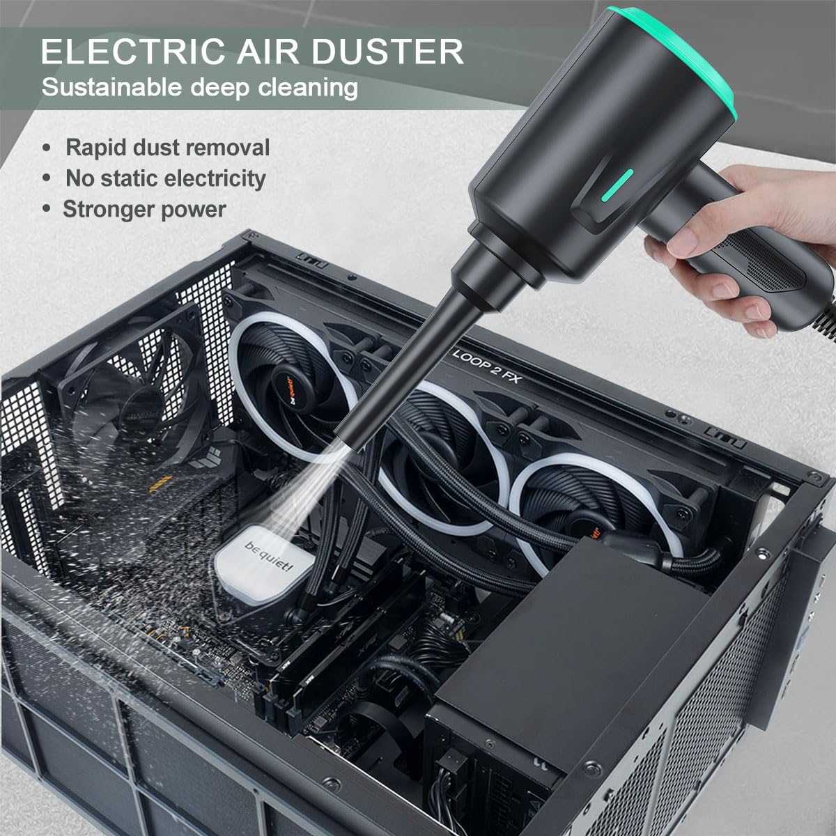 5.74oz 2 Meudeen Air Duster - Electric Air Blower - High Power Cleaning for Computer - PC - Gear Compressed Air