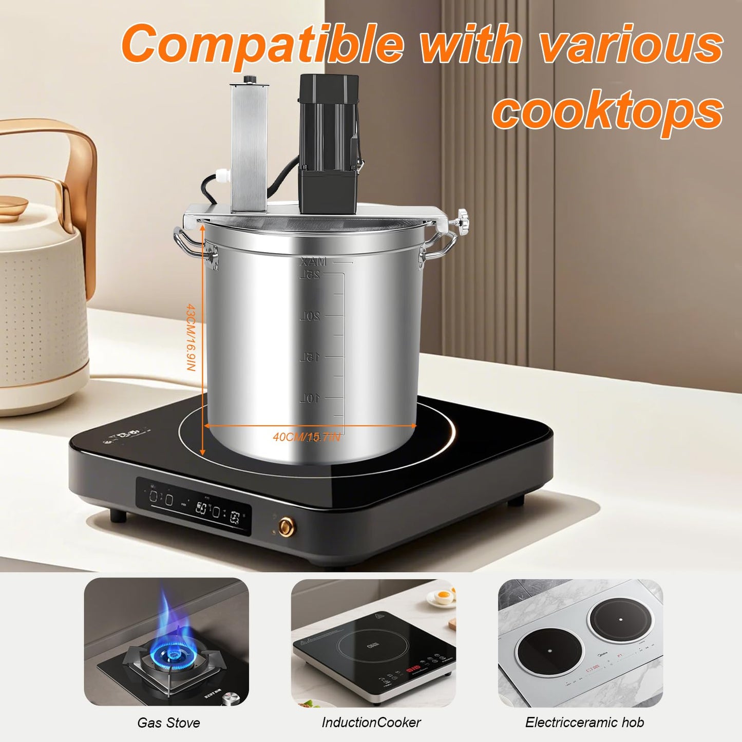 25L Commercial Automatic Food Mixer, Stainless Steel, 4-Blade Stirring Scraper, Adjustable Speed Control, for Restaurant & Industrial Use
