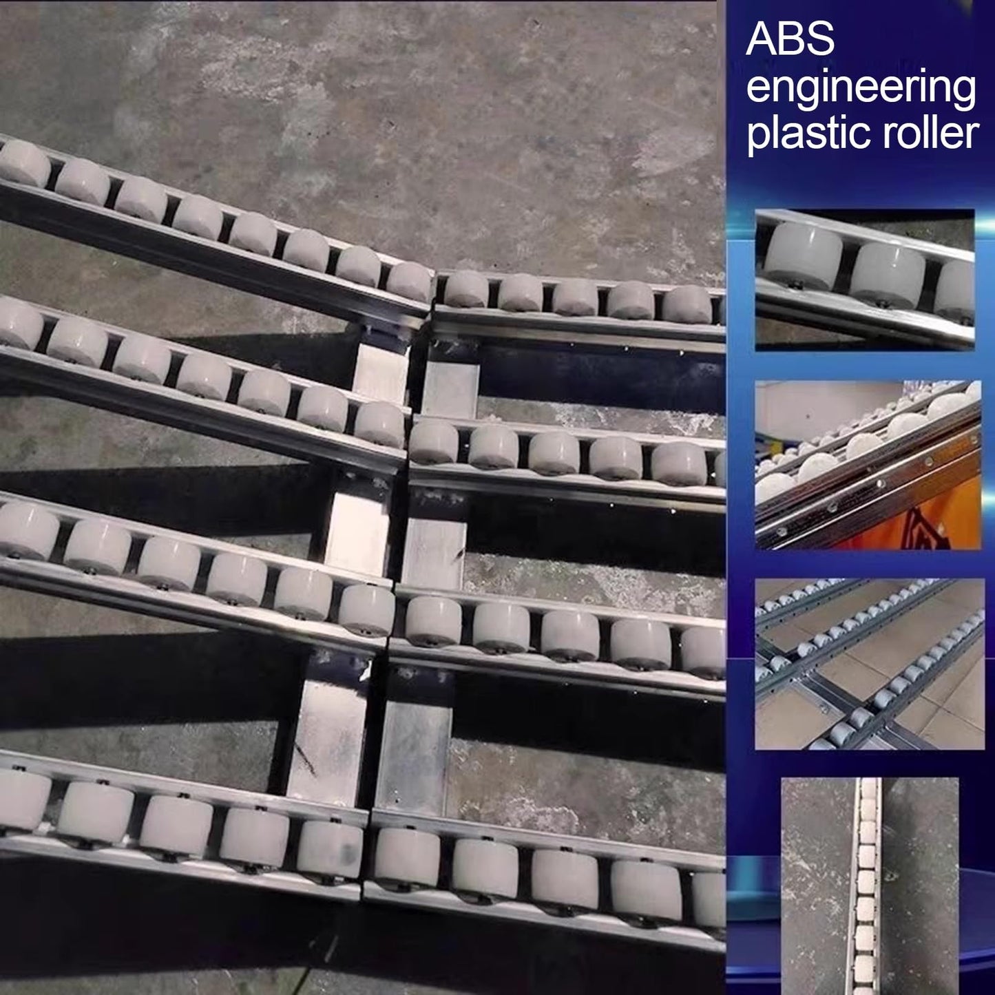 Light-Duty Roller Stand Conveyor - Portable ABS Plastic Slides, Splicable Design for Easy Transport & Unloading, 50cm Width x 150cm Length, Ideal for Box Line Handling