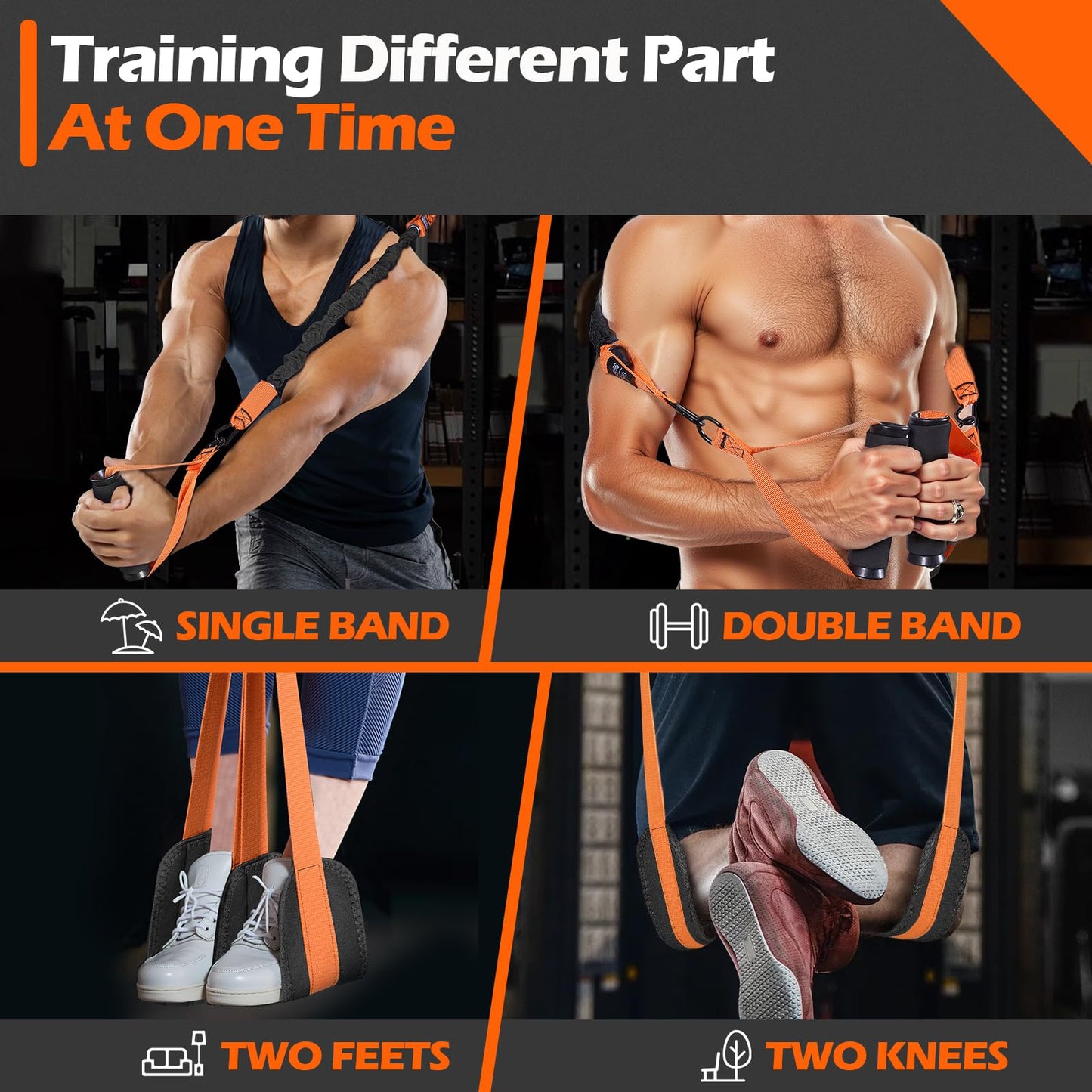 Pull up Assistance Bands, 4 Pull Up Bands 300lbs, Heavy Duty Pull Up Assist Workout Bands for Home Gym Strength Training with Two Footrest, Compatible with Any Pull Up Bars