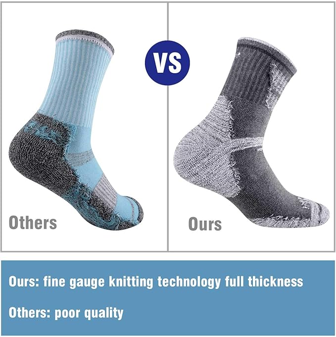 FEIDEER Men's Hiking Walking Socks, Multi-pack Wicking Cushioned Outdoor Recreation Quarter Crew Socks