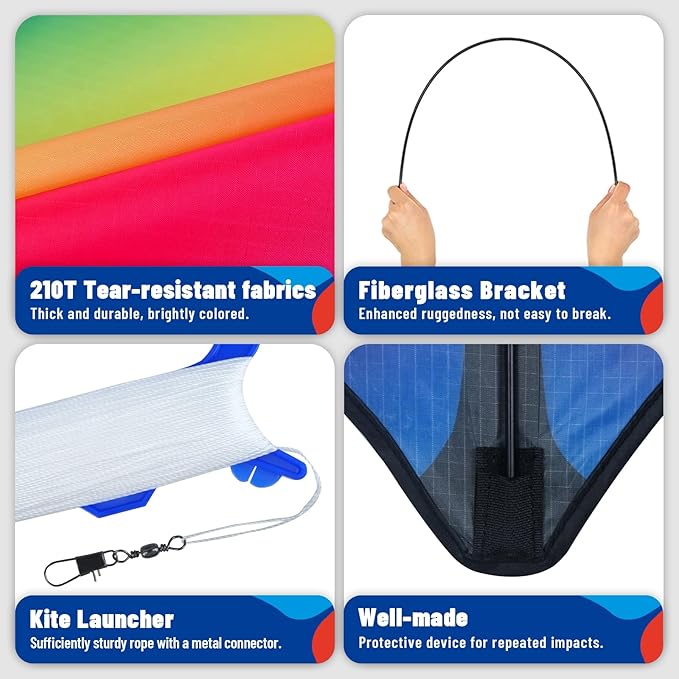 Delta Kite Two Set for Kids and Adults,Easy to Fly Outdoor Fun Kites, Perfect for Beaches and Parks,Ideal Kids Kite and Adult Kites for Family Fun