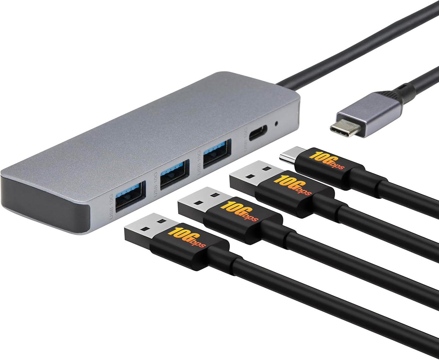 Amazon Basics 3.2/3.1 2 10Gbps, 1xUSB-C/3xUSB-A, USB Gen Multiport USB C Hub Dock, USB-C to Works with Windows/Mac