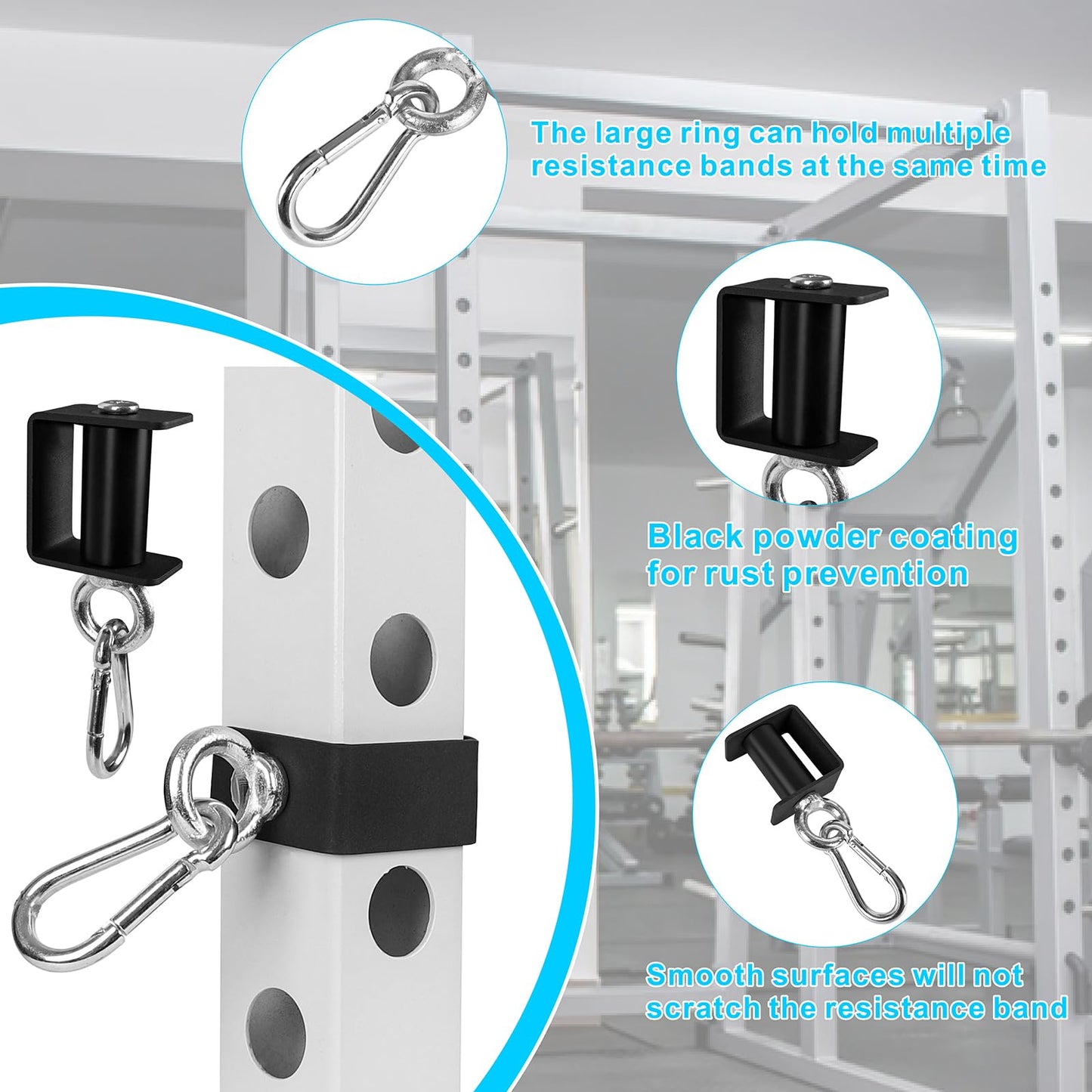 YZZHAJ 2 PCS Power Rack Attachments, Band Pegs for Power Rack, Resistance Band Hooks for Squat Rack, O-Ring Attachment for Power Rack, Versatile Gym Equipment Attachments Fits 1In