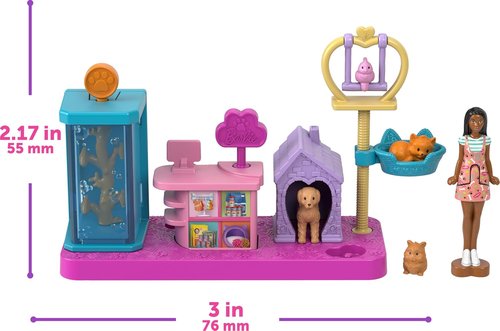 Barbie Mini Land DreamHouse - 3 Playsets with 4 Dolls, Furniture & Accessories | Pet Boutique, Hair Salon & Supermarket