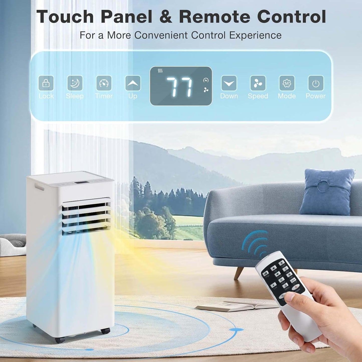 Aoxun 10020 BTU Portable Air Conditioners with Heater, 5-IN-1 Portable AC Unit, Fast Cooling,Heating,Dehumidifier, Fan & 24H Timer Quiet Sleep,Cools Up to 450 Sq.Ft,Remote Control, Window Kits