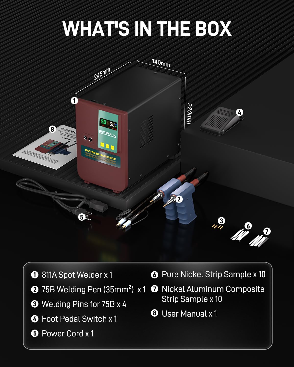 GLITTER Industry Spot Welder, 36000W 6000A Battery Spot Welder, Copper Aluminum to Nickel Spot Welder for Lithium Batteries, 99 Gears Battery Welder for Batch Build LiFePO4 Prismatic Battery Pack,811A