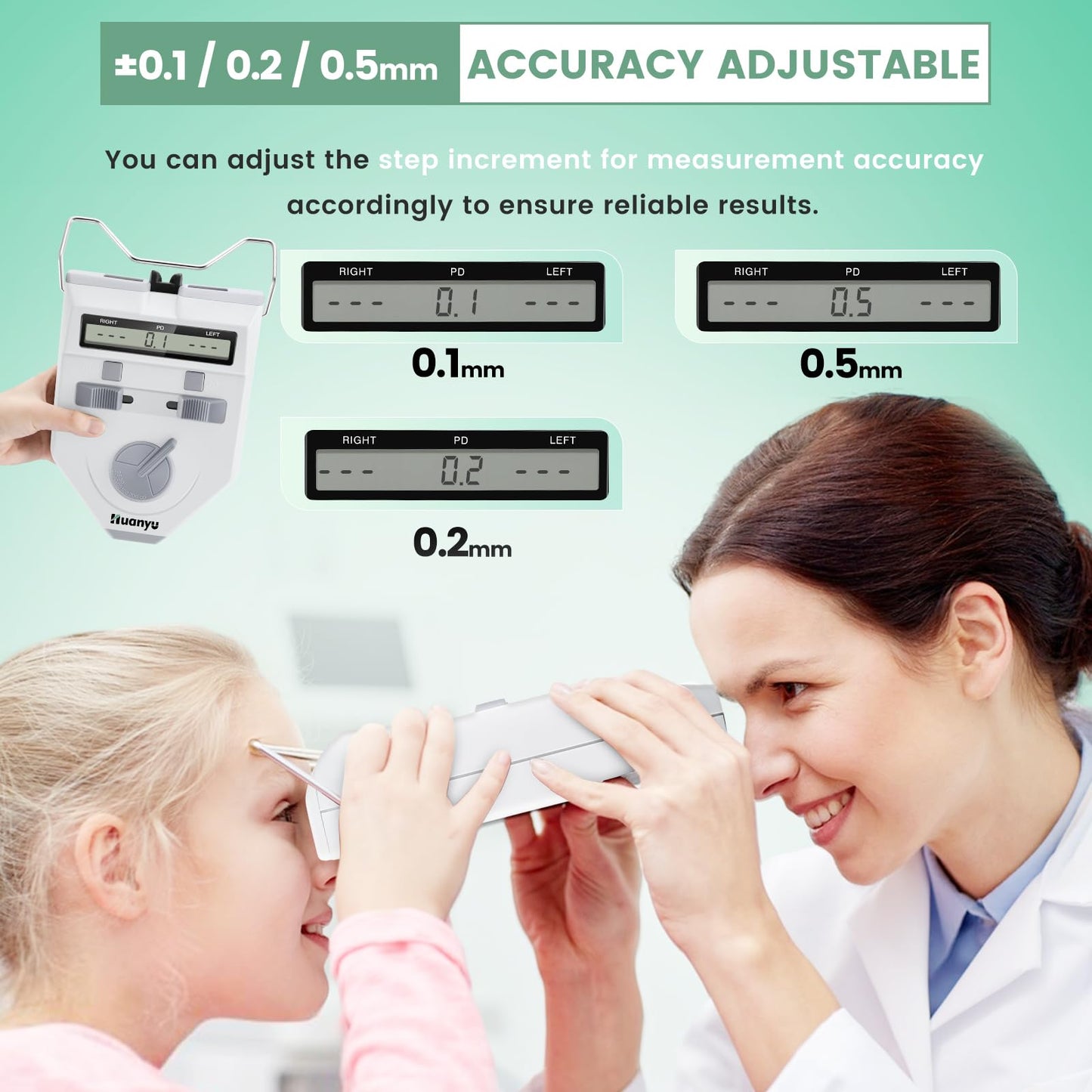 Huanyu LY-9AT Optical Digital Pupilometer 45-82mm Pupil Meter PD Meter and Huanyu Digital Pupilometer Distance Meter 0.1-0.5mm Accuracy Adjustable Bundle