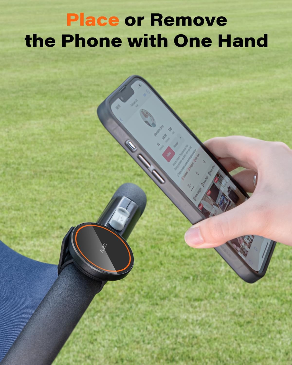 A2C 17 N54 Stroller Phone Holder Compatible with MagSafe - Peloton Phone Mount with Strong Magnets Adjustable Silicone