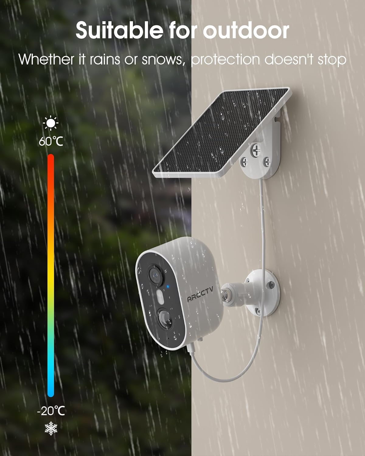 ARCCTV 4MP 2-Way-Audio, 2.4G/5G Security Camera Wireless Outdoor, Recharge Battery Powered WiFi Camera with Solar