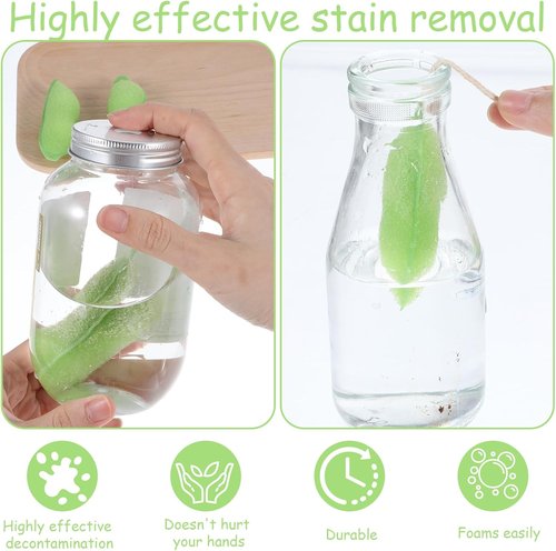 Mabor Magic Beans Bottle Cleaner - 6Pcs Reusable Sponge Brushes for Small Mouth Bottles