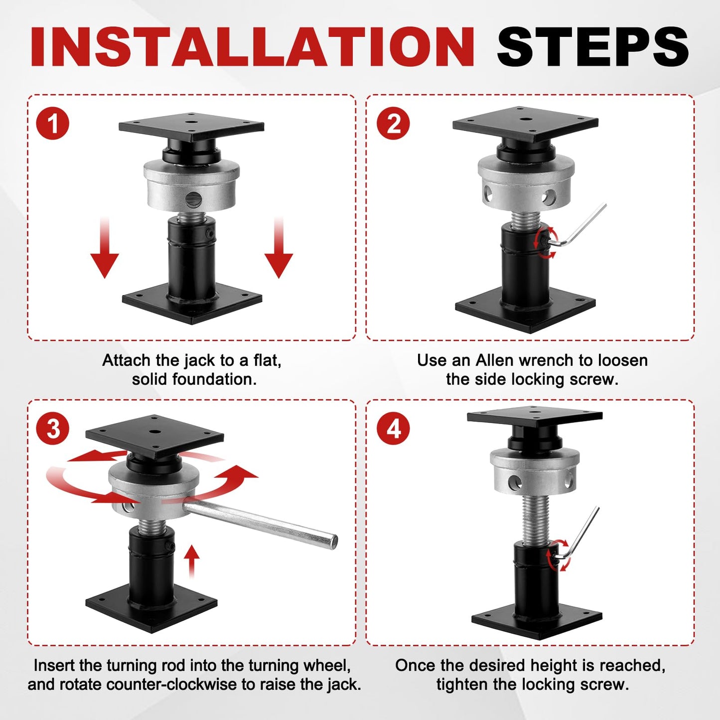 TRUCFUSION Screw Jacks Home Leveling, 6.5-9" House Floor Jacks, 22,046 lbs Load Capacity Small Basement Floor Jack for Crawl Space, 2 PCS Black