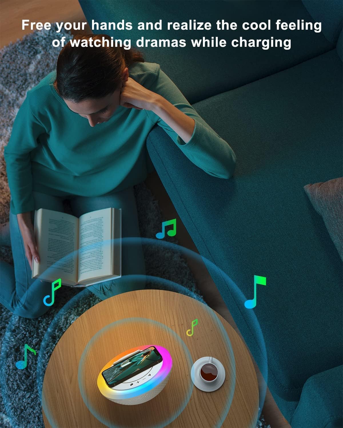 SIDVAR 15W) Bluetooth Speaker Night Lightsr,Wireless Charging Modern Speaker,Best Teenage Birthday Gift Ideas Tween