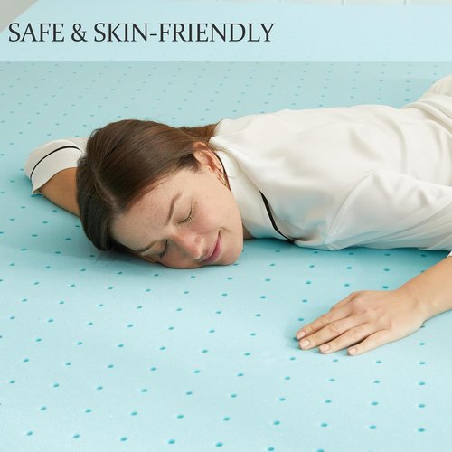 Eiayeebil Memory Foam Mattress Topper - 3 Inch Gel-Infused Ventilated Full Size in Soft Blue