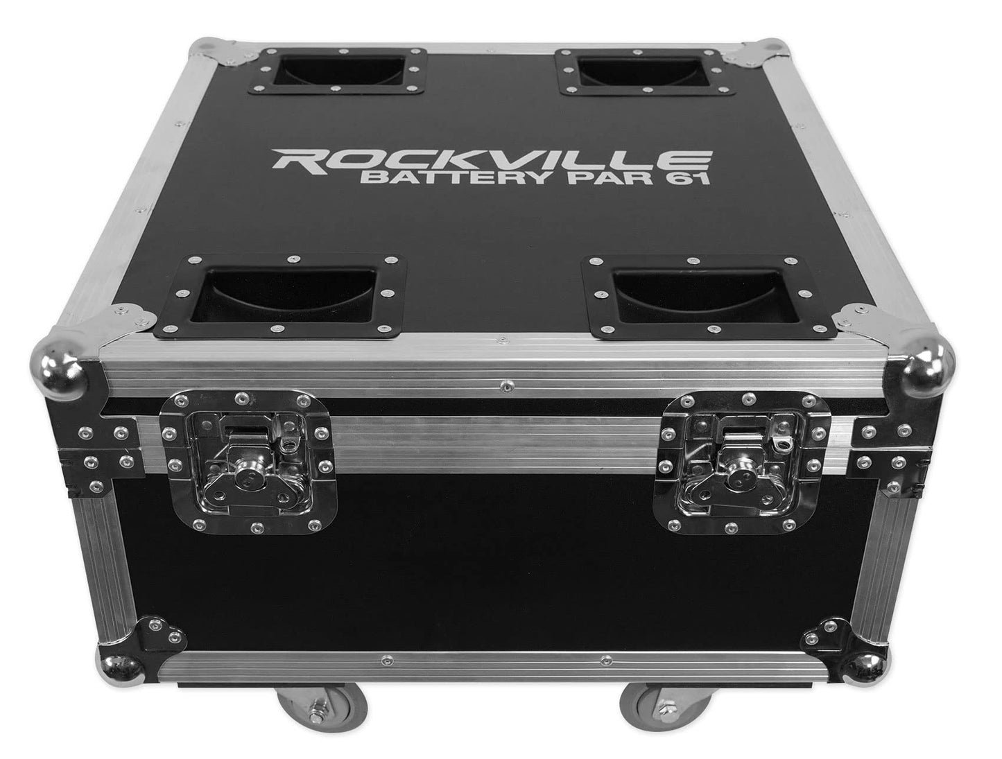 Rockville Battery Par Pack 61 8 RGBWA+UV Battery-Powered Par Lights with Charging Flight Case, DMX & IR Remote, 15-Hour Battery, Master/Slave Mode, Strobe & Sound Activation for Events & DJ (White)