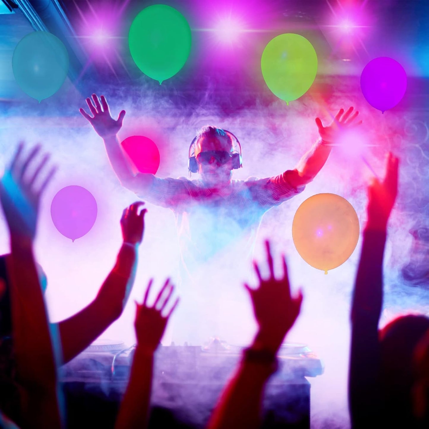 Skiennix UV Neon Balloons - 100 Pcs Glow in the Dark Party Decorations | Blacklight Reactive Fluorescent