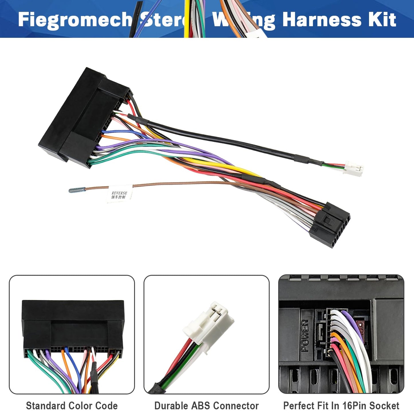 16 Android Car Radio Wiring Harness Replacement for Hyundai Elantra Kia Pin ISO Stereo Wire Cable Adapter