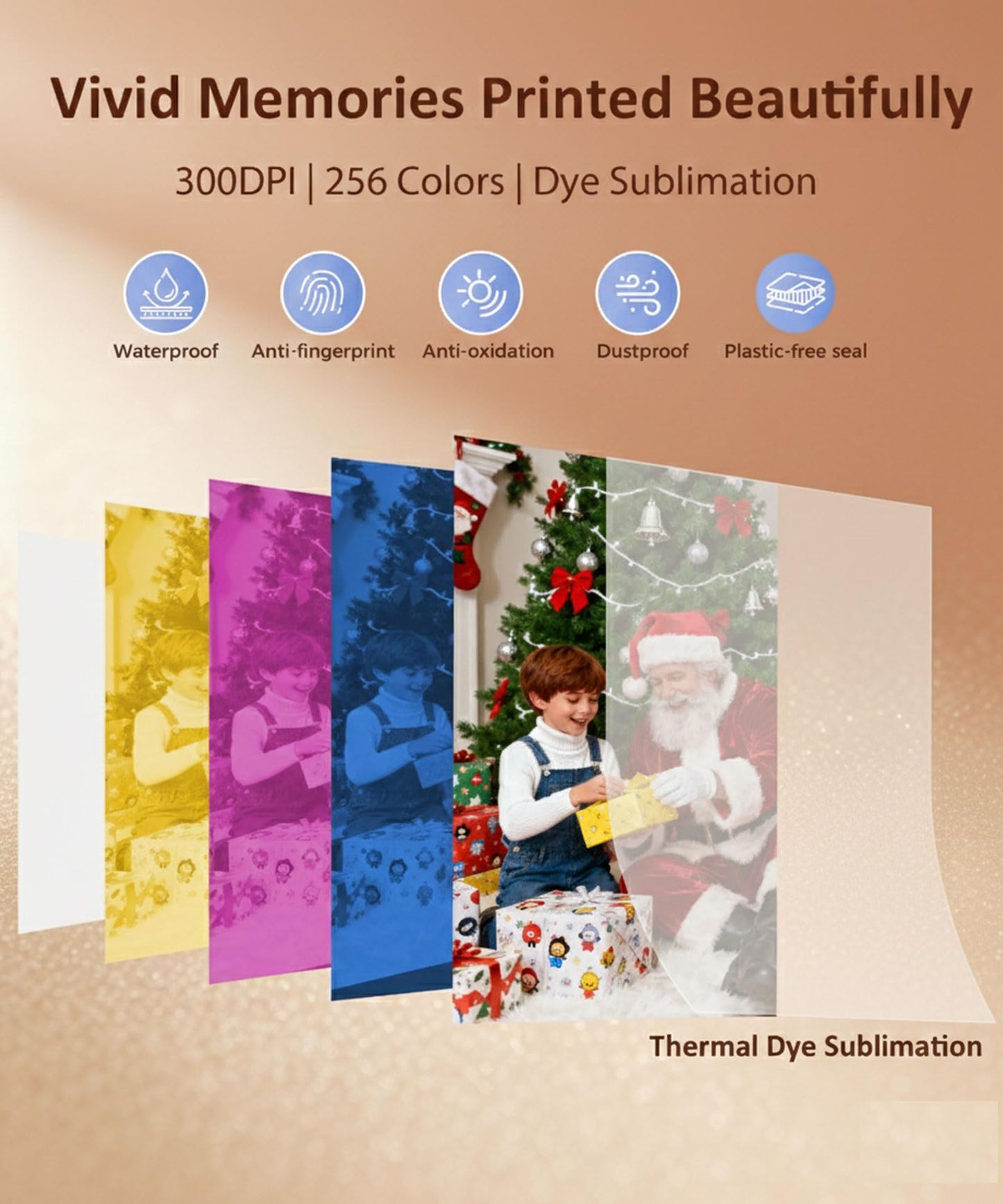 HPRT CP4100 4x6 Photo Printer with 108 Sheets & 2 Ribbons, Full-Color Thermal Dye Sublimation Wi-Fi Printing, Portable Instant Picture Printer for iPhone/Android, AR Video, Fun App, Home Use, White