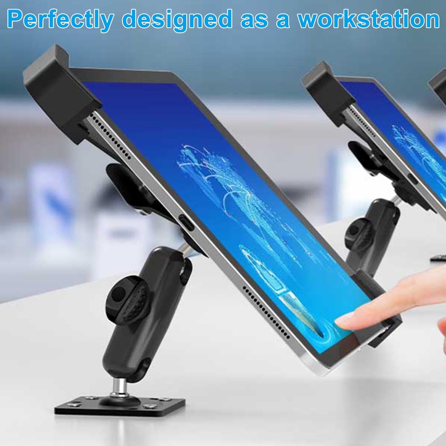 Cuxwill Tablet Wall Mount Lock Holder for 9-14" iPad, Metal Anti Theft Tablet Kiosk Mount with Secure Lockable for Conference Room, Desktop, Under Counter, Cabinet, Gym - Fits iPad, Galaxy Tab Series