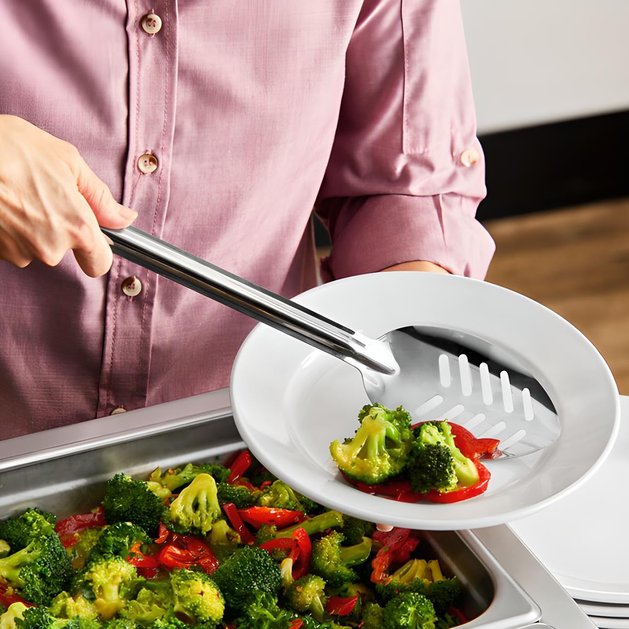 OCS Parts Professional Series Slotted Long Handle Cooking Spoon | Stainless Steel Stirring and Basting Spoon for Home and Commercial Kitchens | Perfectly Drains Liquid and Sauces (3, 15-Inch)