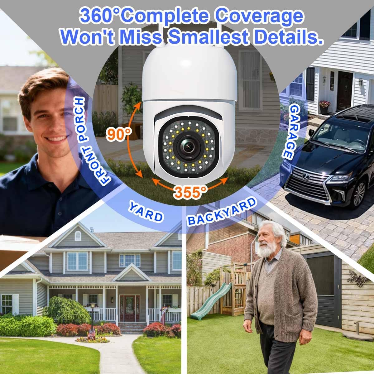 Ayla link 3MP 2K 2.4GHz 360 2-Way Security Camera Outdoor, HD Cameras for Home Security, Support WiFi, PTZ Auto