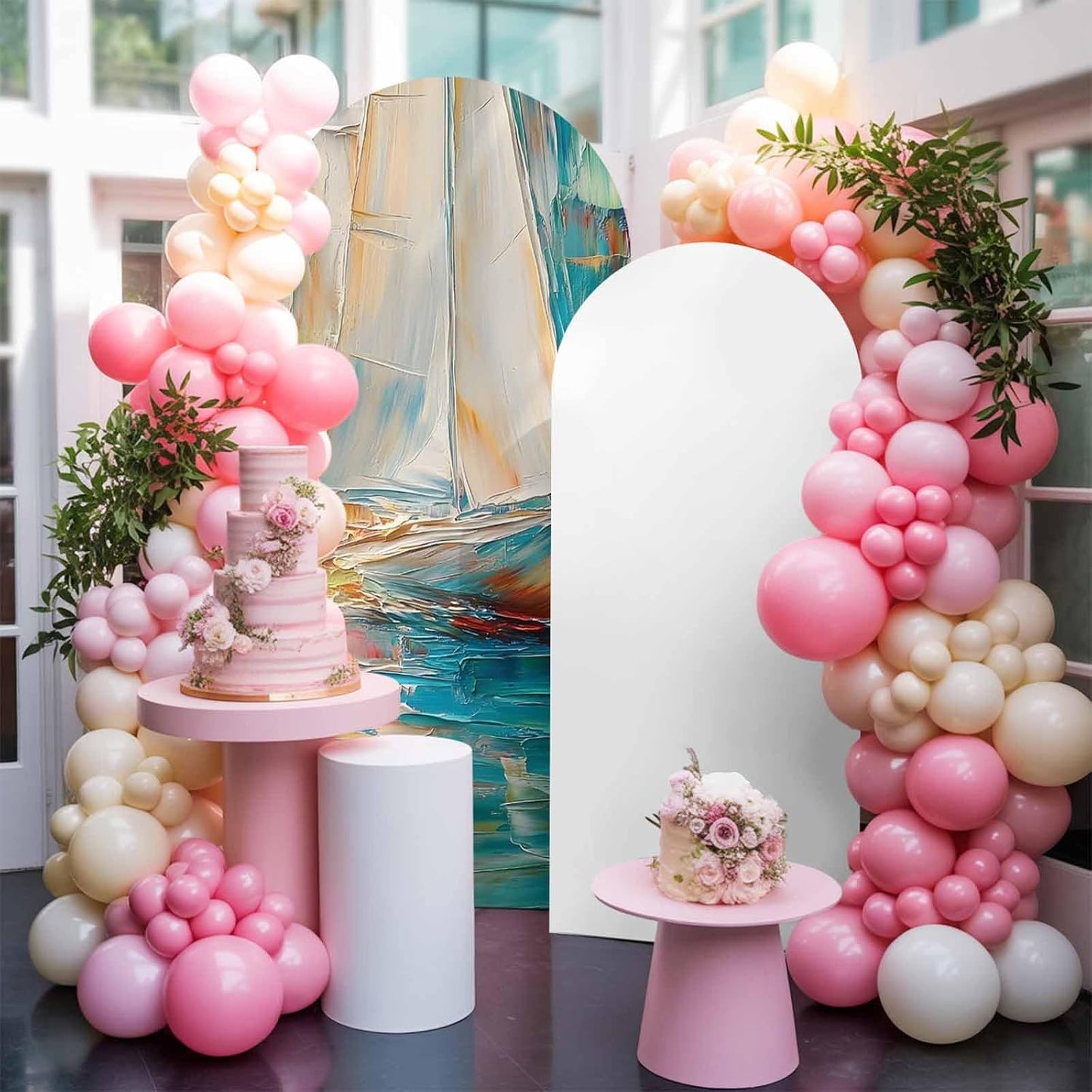 Jnbasdffb 6.6 Colorful Ship Wedding Arch Cover,Stretchy Spandex Arch Backdrop Stand Covers FT,Modern Abstract Art Ombre
