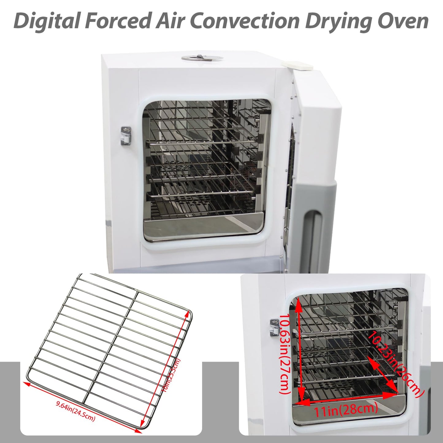 THUXEON 110V Digital Forced Air Convection Drying Oven, Intelligent Temperature Control, Three-Speed Control Fan, 0.6KW Power Electric Blast Drying Oven for Industrial/Research Institutes