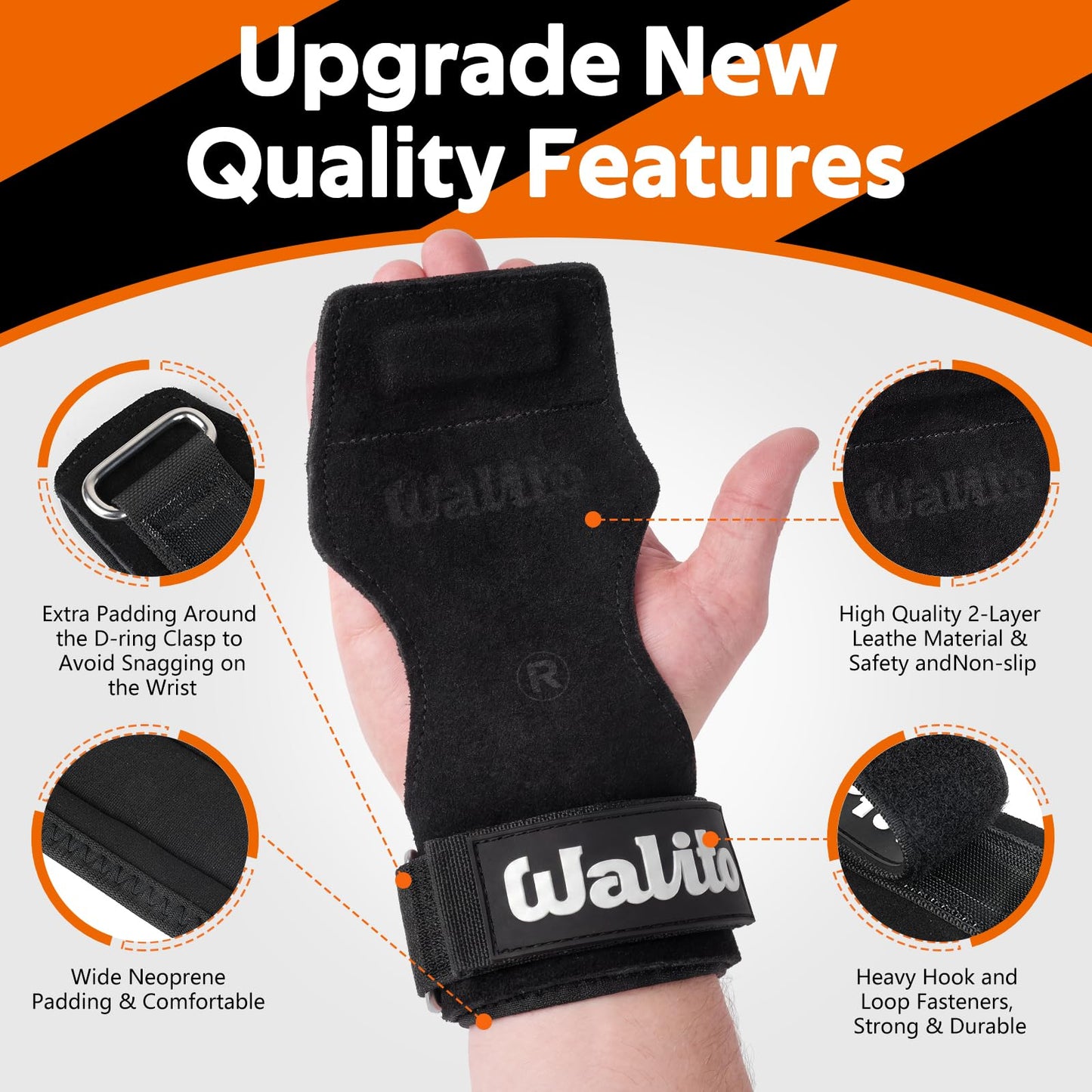 Weight Lifting Wrist Strap，Double Layer Leather Wrist Wraps with Neoprene Padding for Weightlifting & Deadlifts – Adjustable Gym Straps for Men & Women