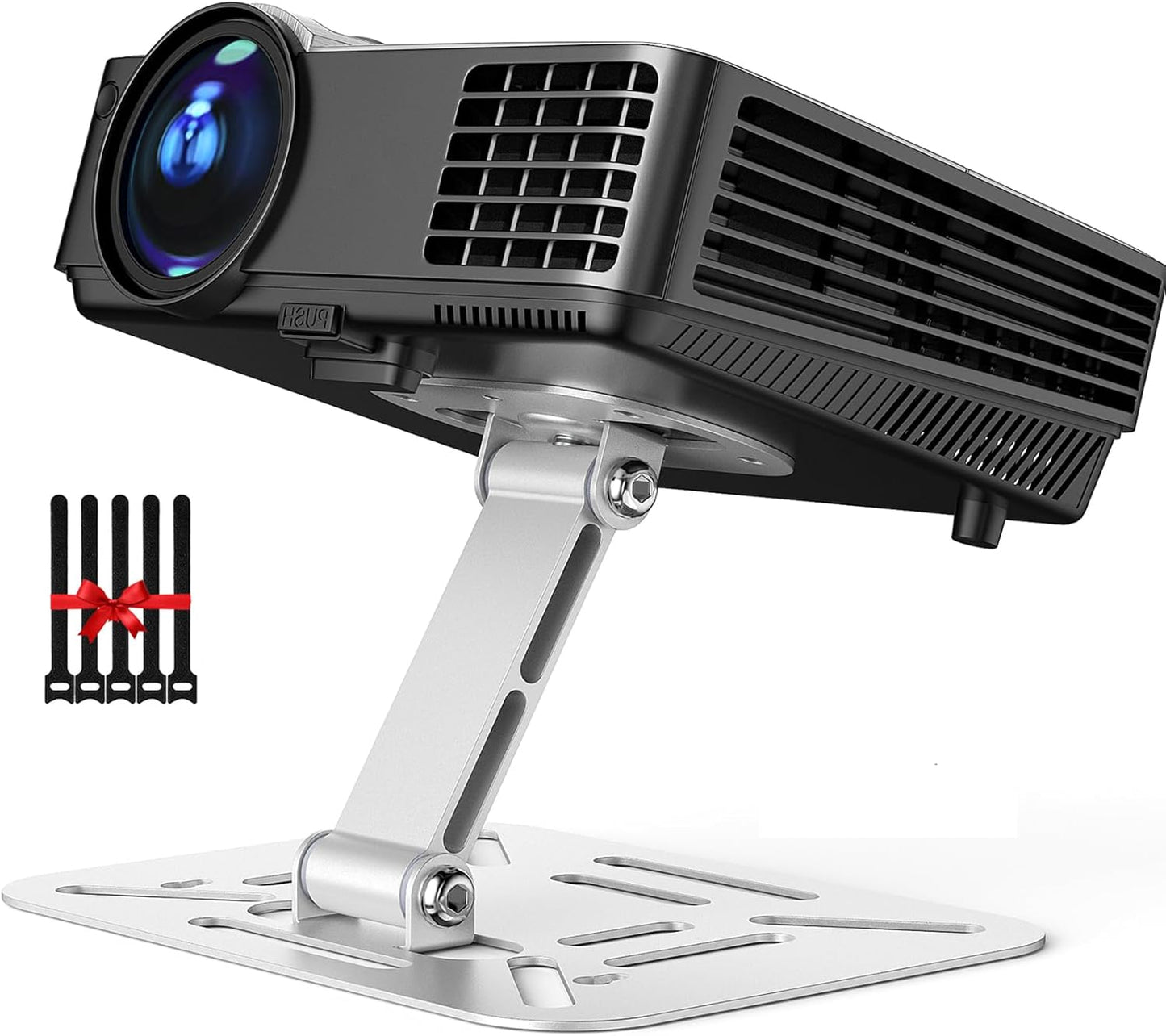 1/4" DAWASAPAT Adjustable Projector Stand with Screw, Silver Ceiling Mount for Home Office Studio, Mini Projector