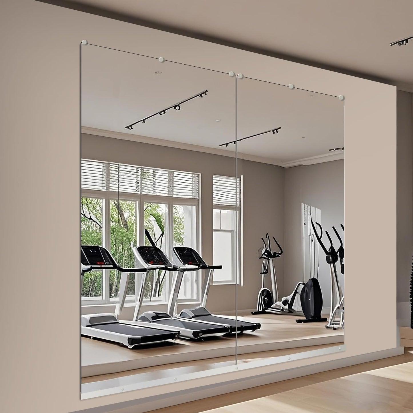 JAMBALAY Tempered Glass Home Gym Mirror, 2Pcs 48"x30" Large Gym Mirror, HD Large Full Body Mirrors for Dance, Yoga, Frameless, Fitness, Garage