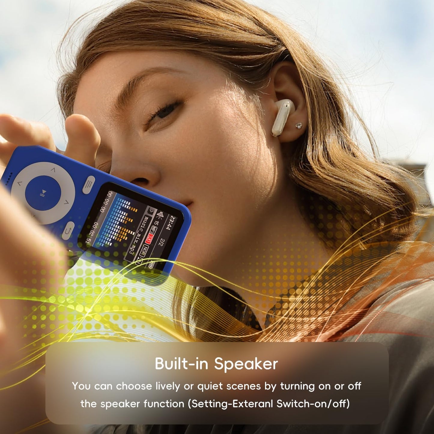 wiwoo 64GB MP3 MP3 128GB(Earbuds Player with Bluetooth,Bluetooth Portable HiFi Lossless Sound Player with Speaker,Voice