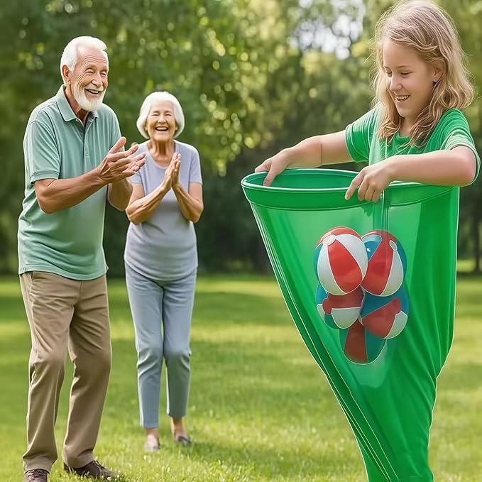 Giant Granny Pants Toss Game Set - Funny Outdoor Party Game with 1 Pair of Giant Pants, 6 Bouncy Balls & Air Pump - Hilarious Fun for Backyards, Families, Adults, Reunions & Team Building