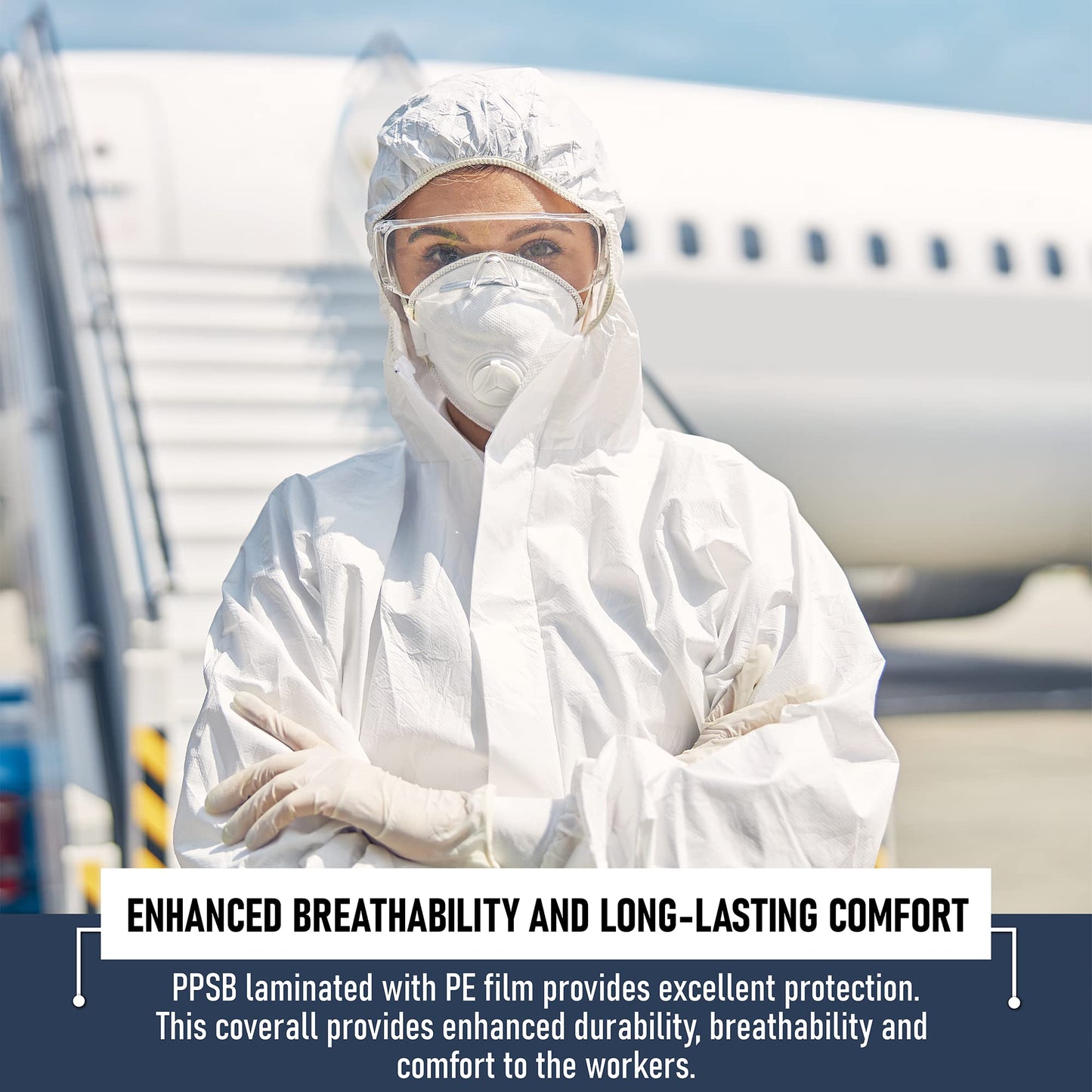 Medical Nation Hazmat Suits Disposable | 25 Pack | With Hood, Heavy Duty, Breathable Disposable Coverall, Painter Suit | 5X-Large