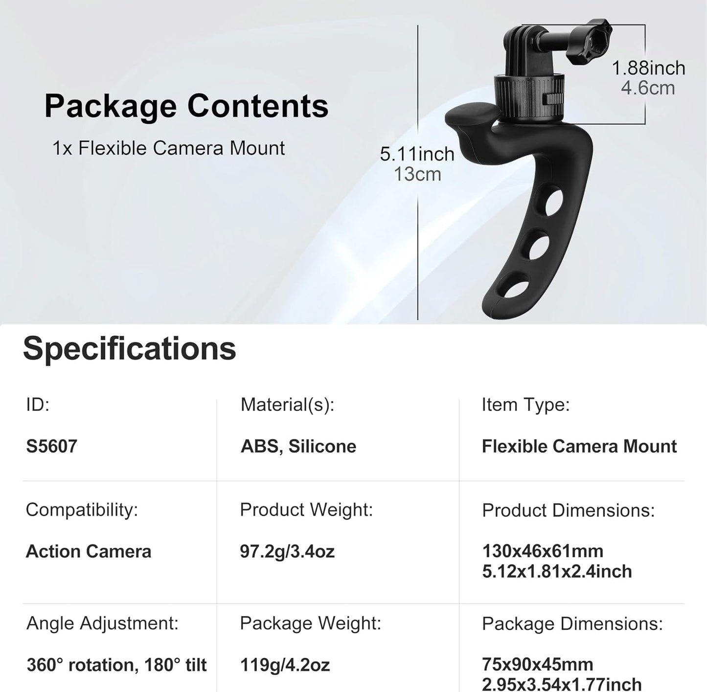 MINIFOCUS 360 GoPro/Insta360/DJI/Xtra Quick Release Flexible Camera Mount Wrap Band, Flexi Strap Mount, Bike Motorcycle