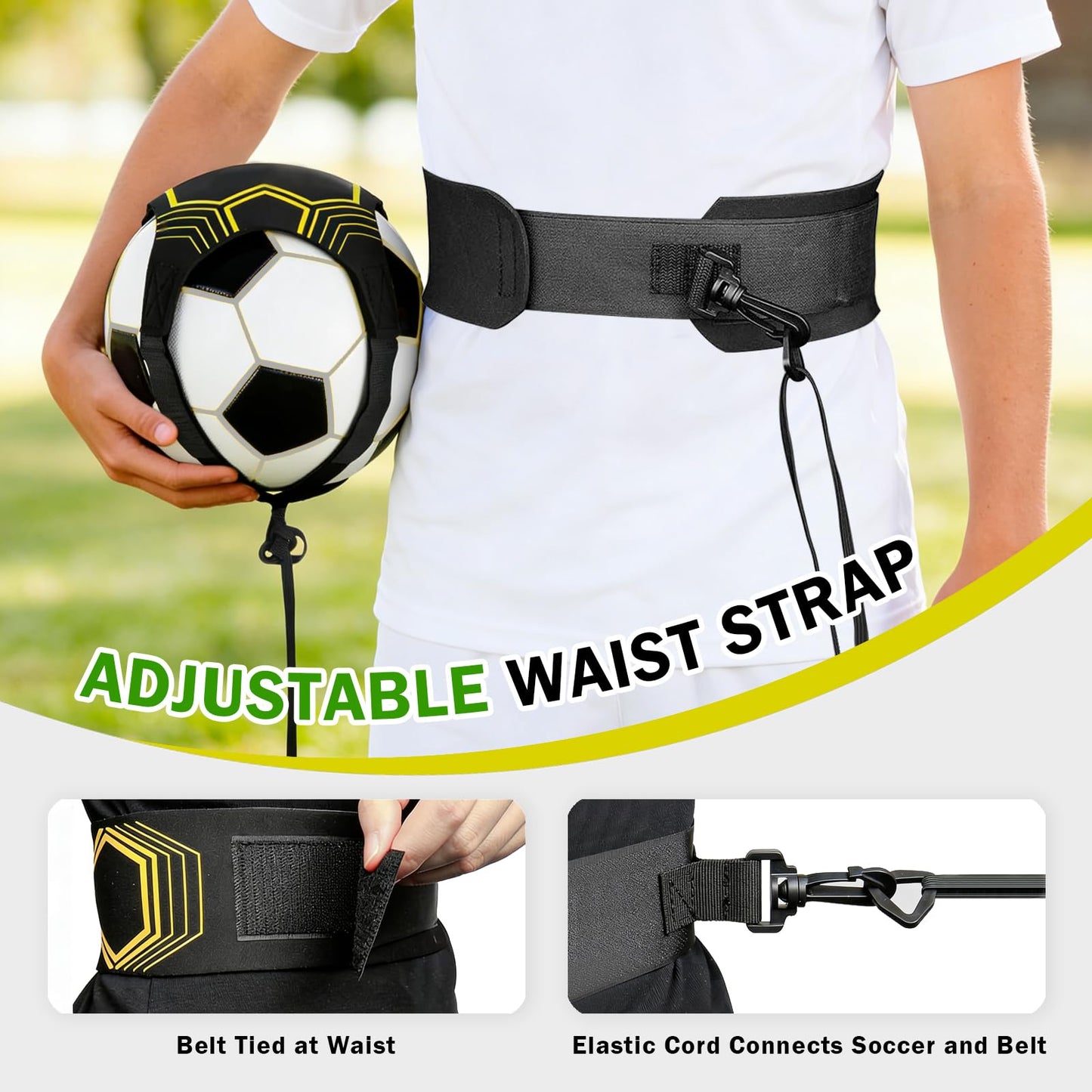 Vomitawy Soccer Kick Trainer with Adjustable Waist Belt, Solo Soccer Training Equipment for Kids and Adults, Kick Back Practice for Dribbling Passing Shooting, Fits Ball Sizes 3 4 5