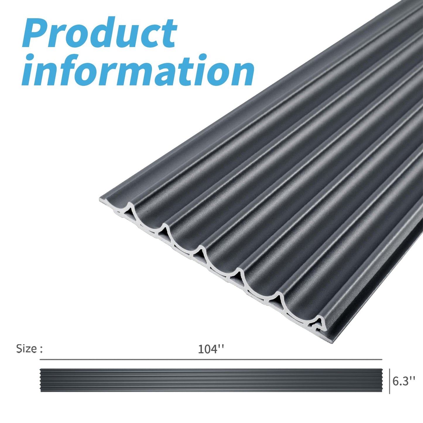 Art3d 8 Pack WPC Wainscoting Panels, 104" x 6.3" Slat Wall Paneling, Glossy Metal Finish 3D Wall Panels, Wavy Panels for Interior Wall Decor, Living Room, Bedroom - Steel Gray