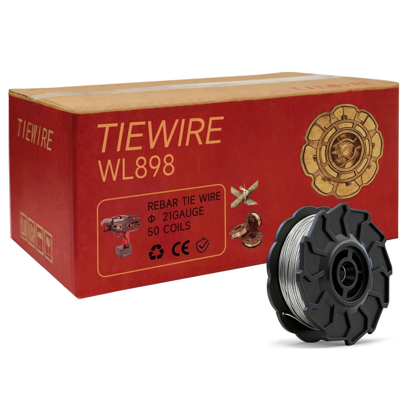 SDLOOL WL898 Rebar Tie Wire 21 Gauge USA Regular Rebar Tie Wire Roll - Pack of 50 Rolls