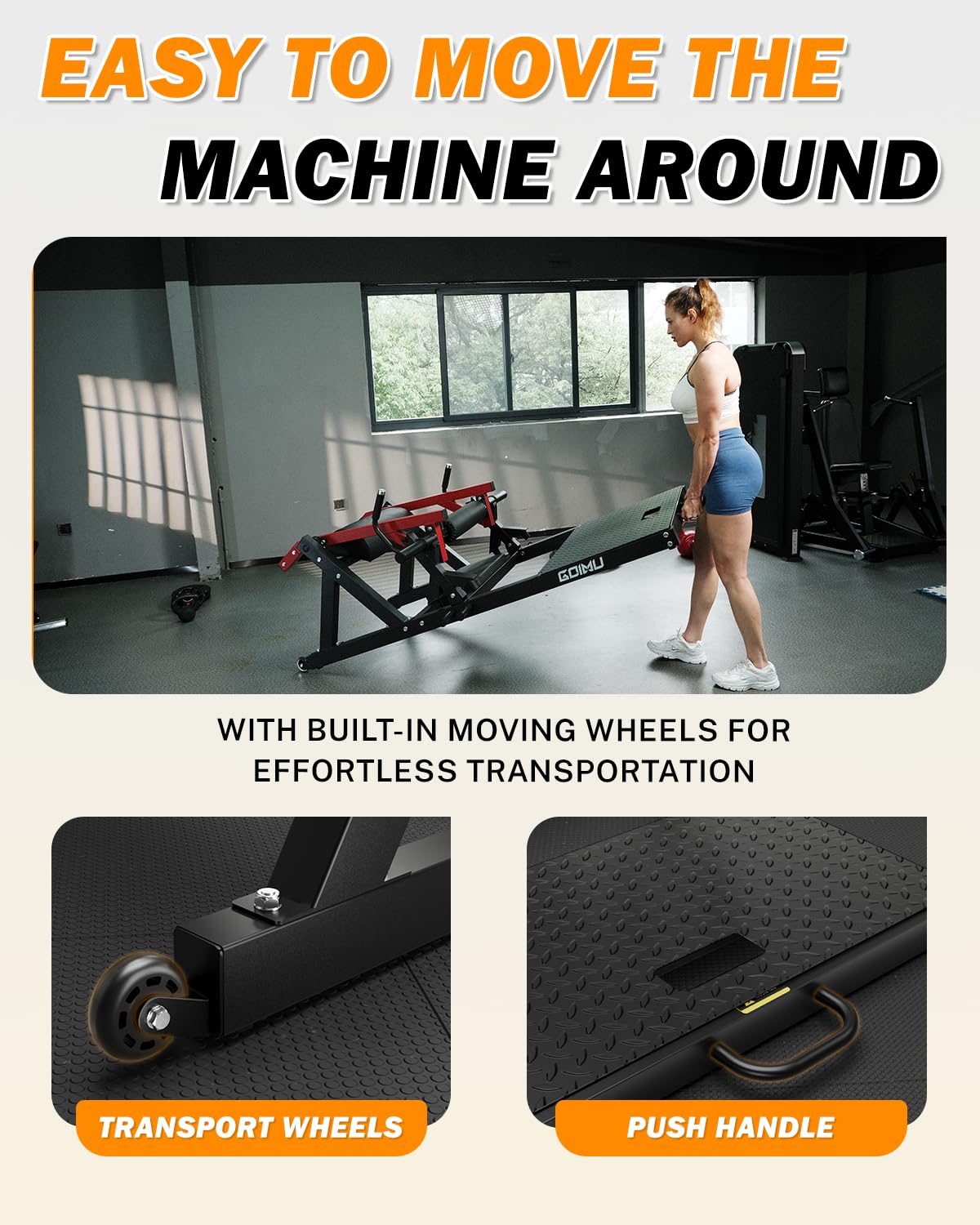 Goimu HT01 Hip Thrust Machine, 800LBS Plate-Loaded Glute Drive with Band Peg, Heavy Duty Glute Bridge Machine with Weight Holder, Butt Exercise Equipment for Glute Muscles Building (Red-HT01-1)