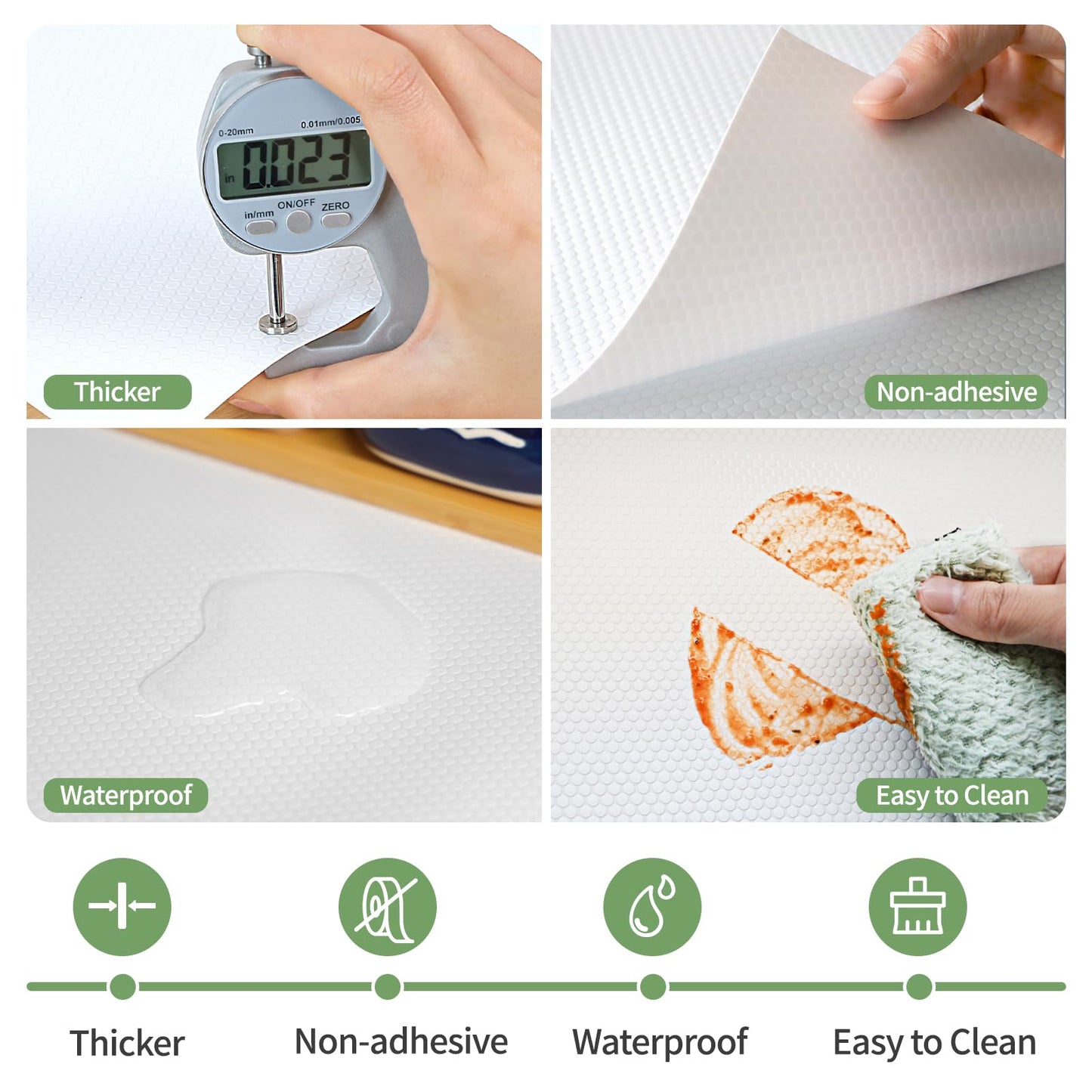 wohomuke Shelf Liners 11 inch x 20 ft Kitchen Cabinets Liner Non-Stick Drawer Liners Drawer Mats EVA Protector Shelving Cupboard Lining (White, 11 inch x 20 ft)