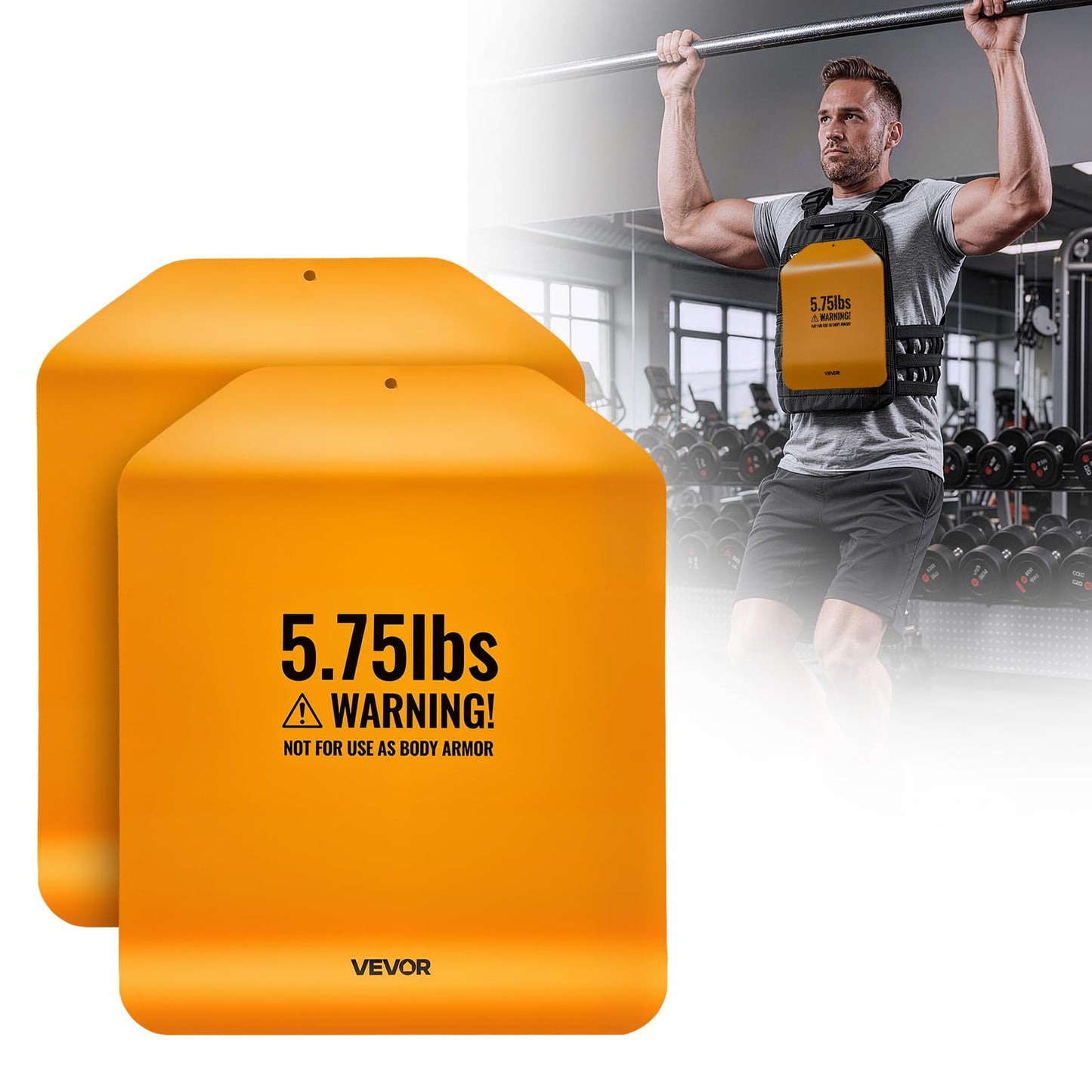 VEVOR Curved Weight Vest Plates, 5.75 LB Pairs, Premium Steel Tactical Weighted Plates for Vest, Ergonomic Design, for Strength Endurance Training, Running, Jogging, Fitness, Heavy Workouts