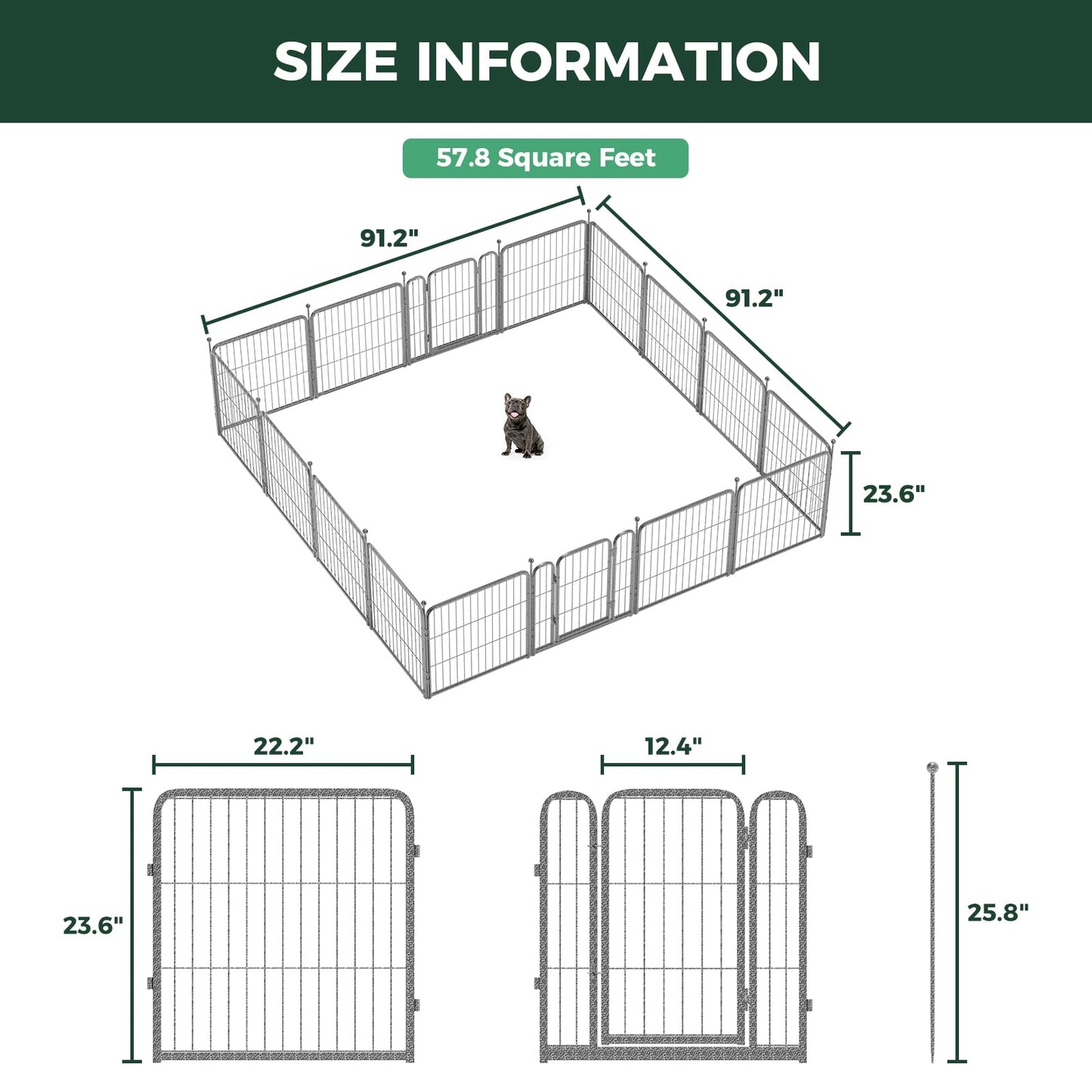 FXW Aster Dog Playpen Designed for Yard, 24inch 16 Panels