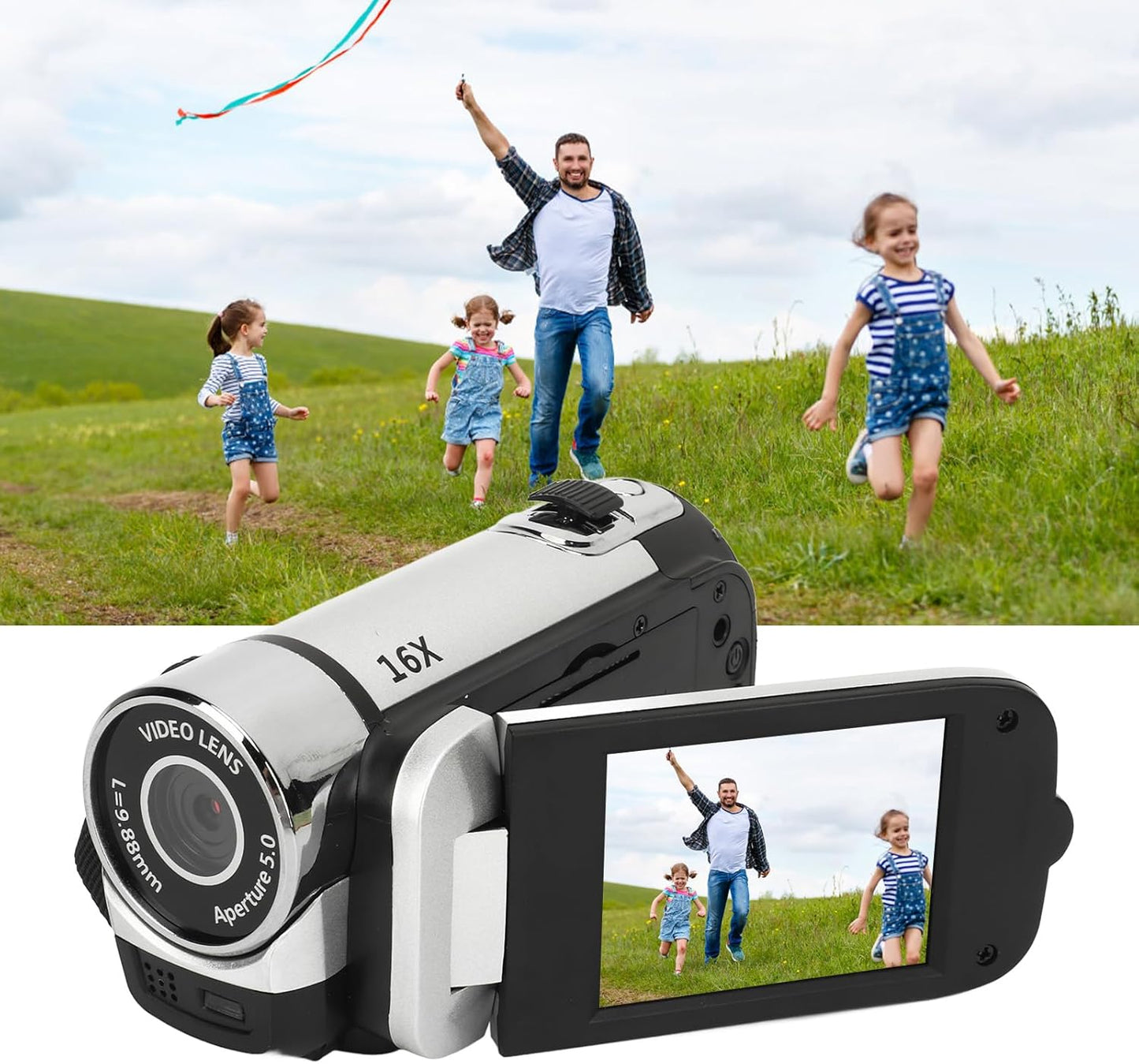 Zopsc 1080P, 16MP, 16X 2.4 Inch Digital Video Camera, Zoom, Rotatable Screen, Fill Light, Camcorder for Vlogging