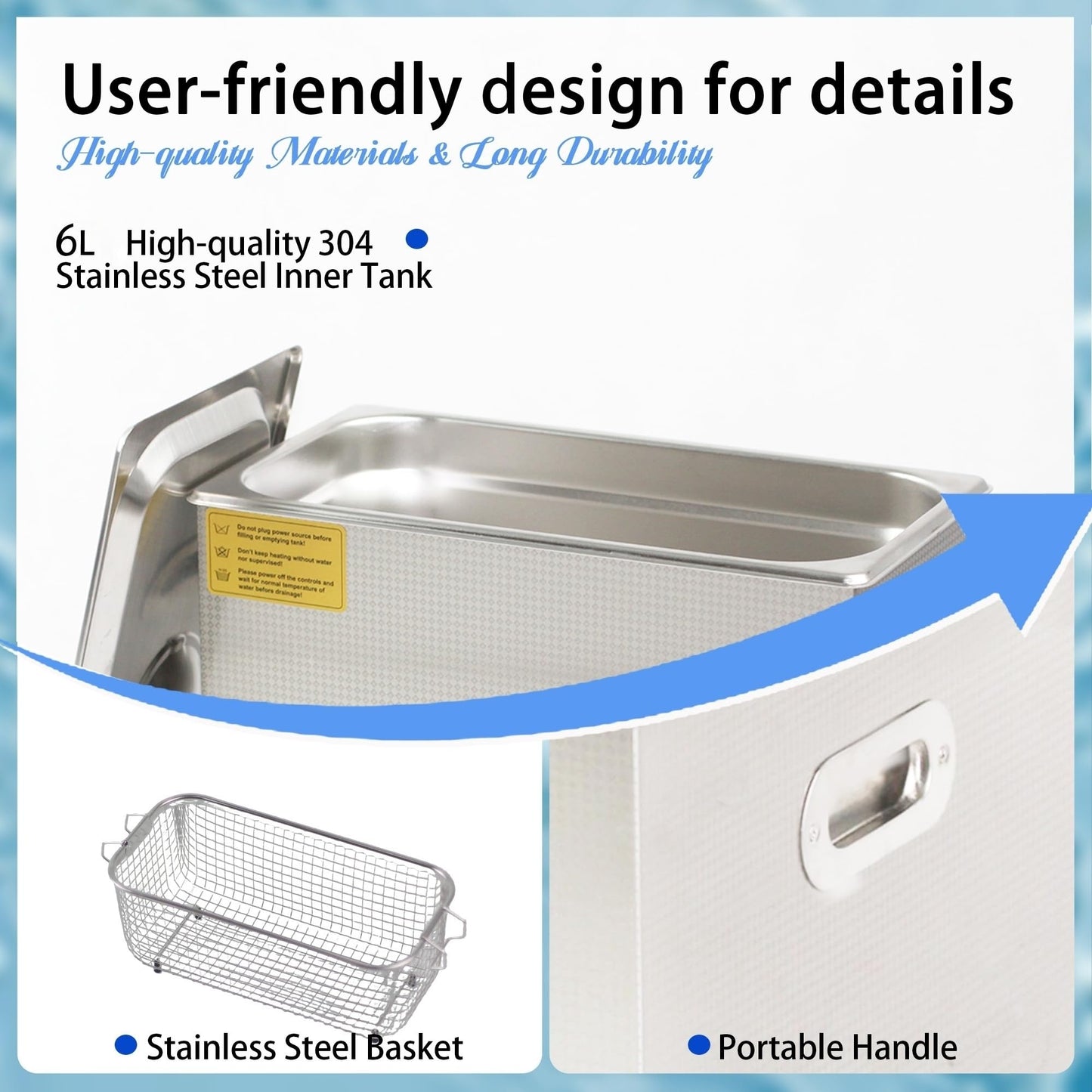 VUA 6L Commercial Ultrasonic Cleaner with Digital Timer & Heater, Professional Ultrasonic Parts Cleaner, Ultra Sonic Cleaning Machine with 300W Heated Cleaner for Glasses Industrial Parts Tools Lab